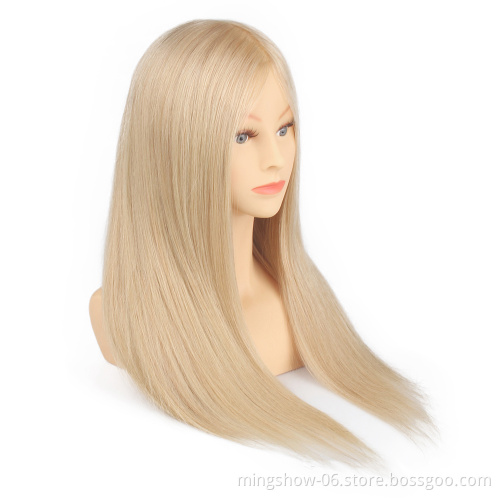 High quality 24"blonde Hairdressing Training Head Mannequin 30% Real Human Hair + Free Clamp Wholesale